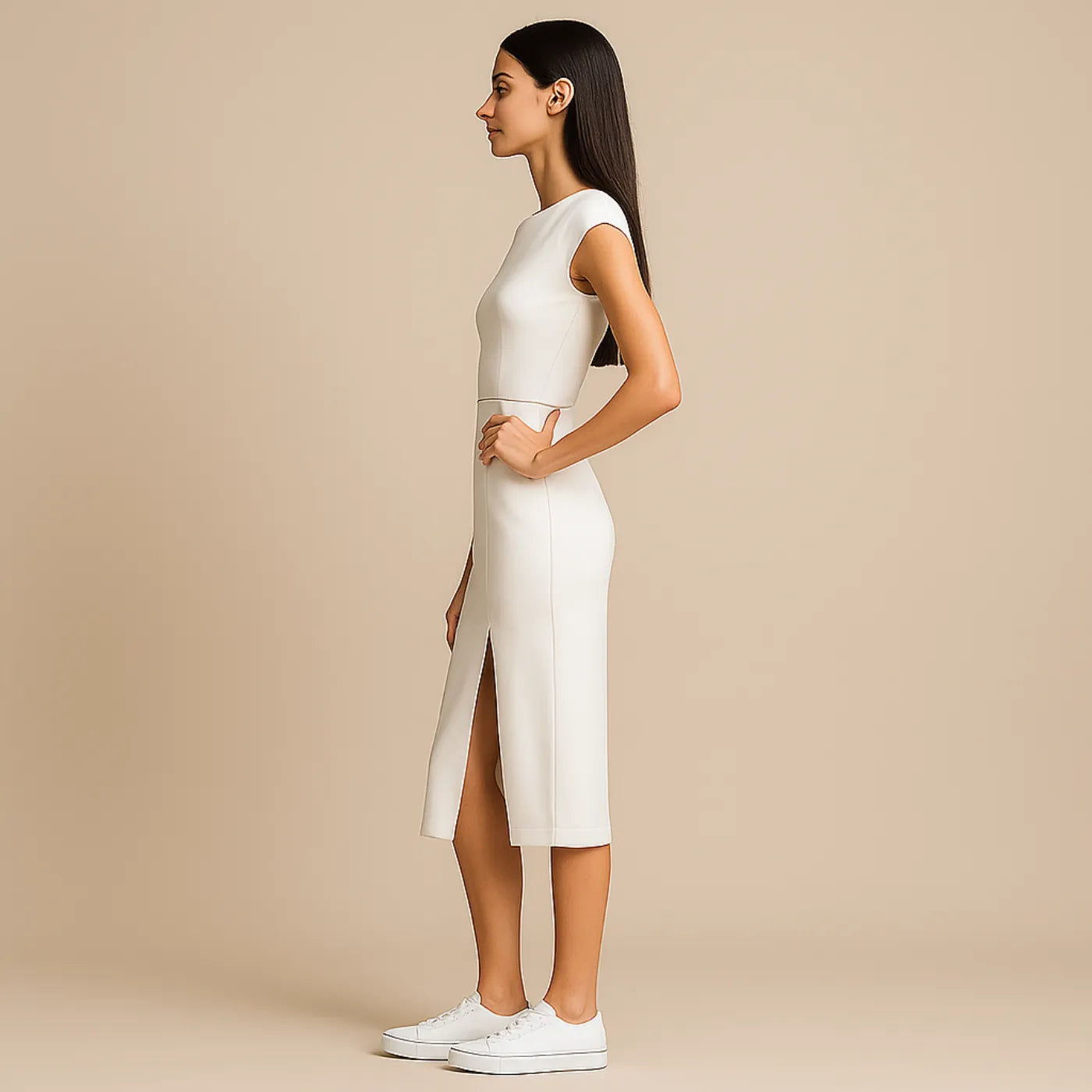 Vestido Midi Branco Caelinna