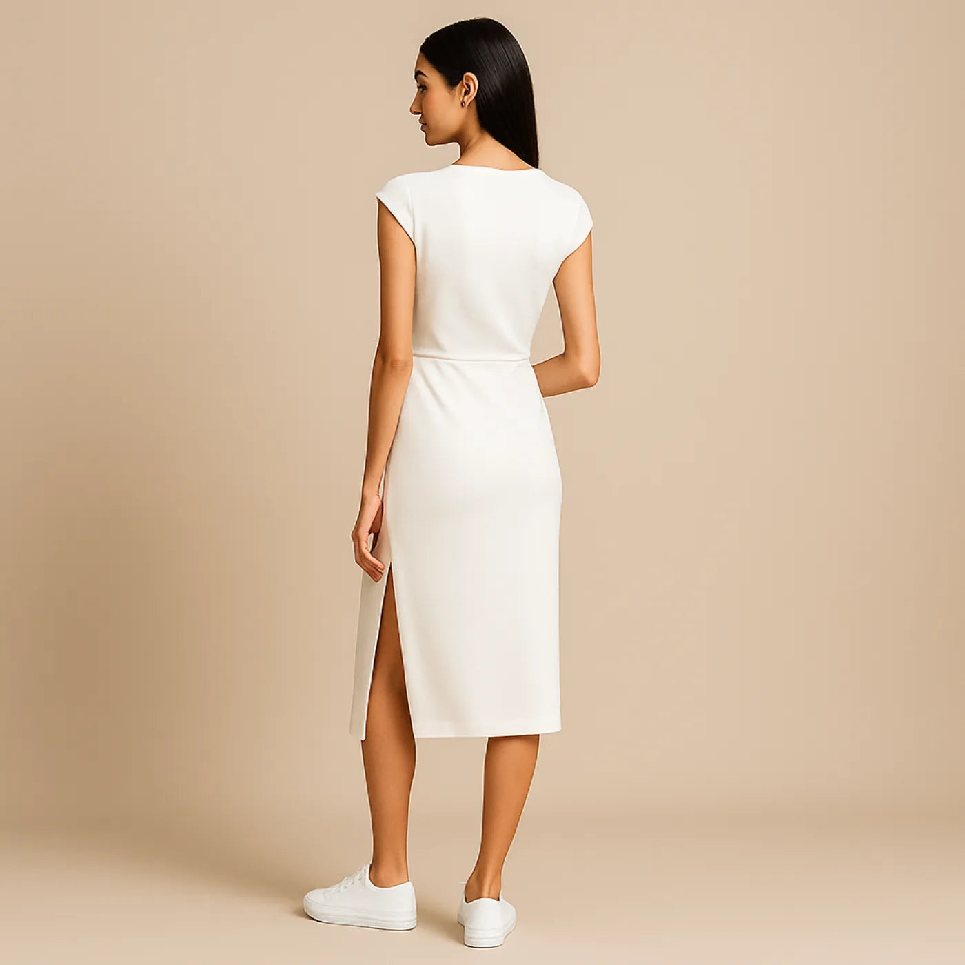 Vestido Midi Branco Caelinna